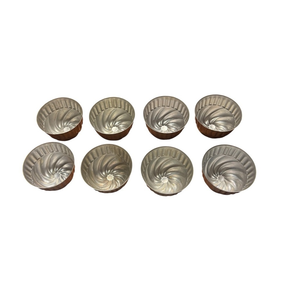 Vtg Aluminum Mini Cake Jello Molds 14 Pcs Swirl-8 Fluted-6 Bundt Tart Bakeware - Picture 3 of 8